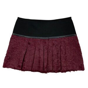 OHNE TITEL Pleated Skirt 2 Burgundy Black Textured Mini Gothic Fall Fashion